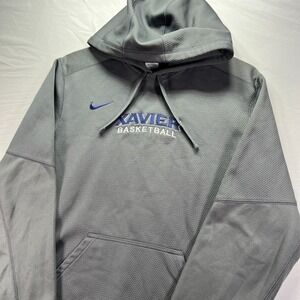 Xavier Musketeers Hoodie Men Large Gray NCAA Basketball Nike Therma Fit Pullover
